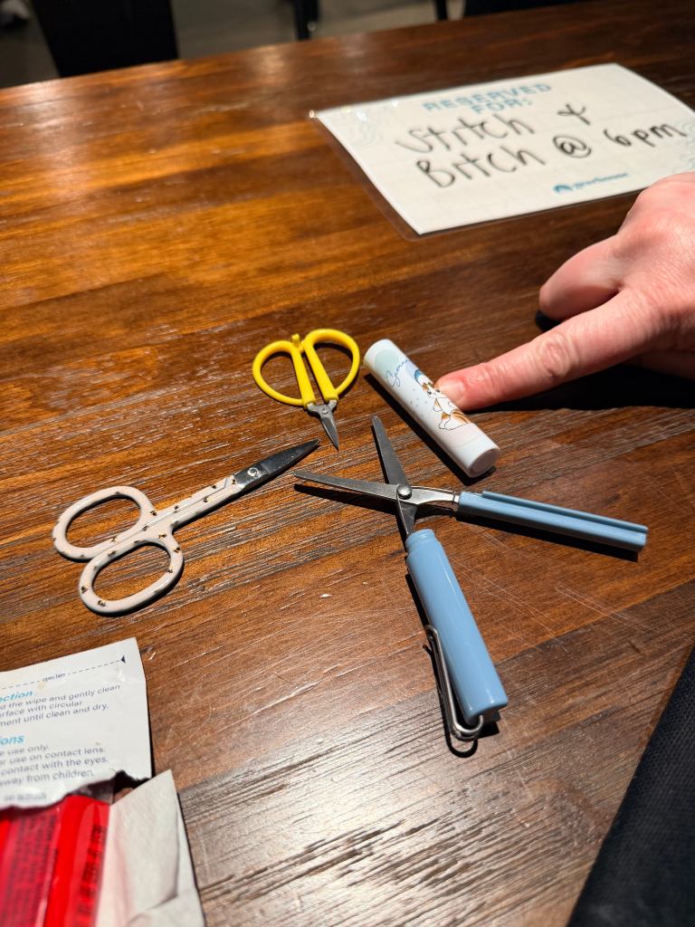 4 pairs of unique knitting scissors. All are smaller than the size of your palm